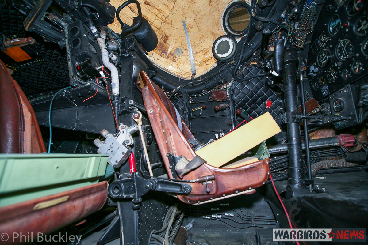 English Electric Canberra WD954 - Nose Section Restoration Update 13 The crew stations inside WD954's cockpit. The navigator's seat is in the foreground. (photo by Phil Buckley)