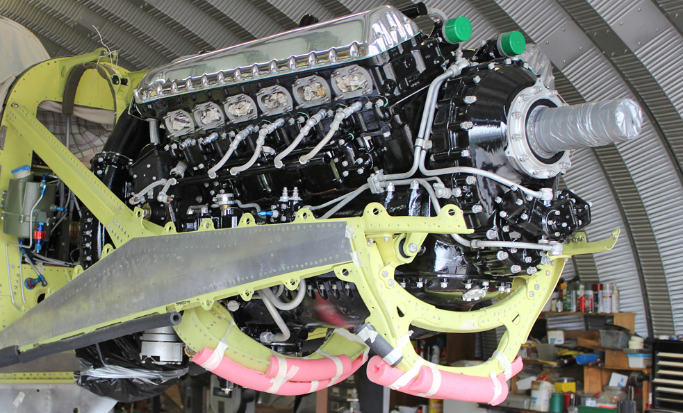 XP-82 Twin Mustang - September 2015 - Restoration Update 18 Another view of the left hand engine in its mounts. (photo via Tom Reilly)