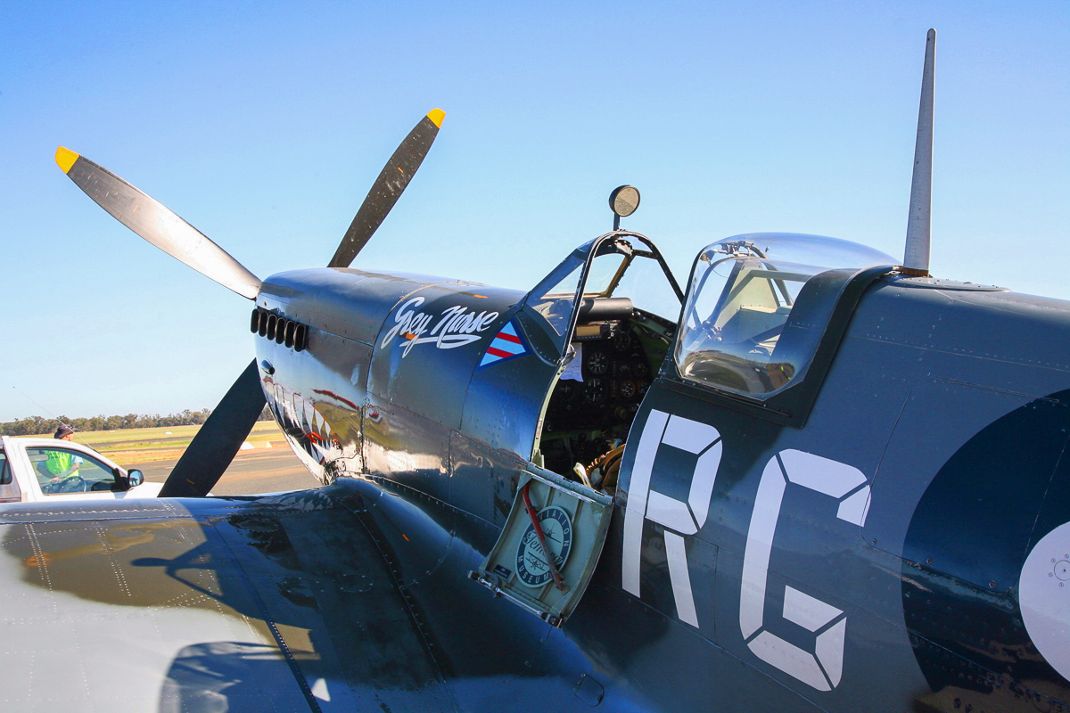2015 Temora Aviation Museum - Warbirds Downunder Air Show Report 22 A nice open cockpit shot of the Spitfire Mk.VIII 'Grey Nurse'. (photo by Phil Buckley)
