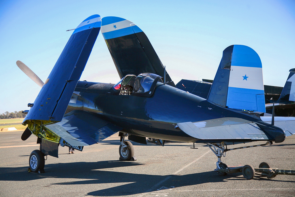 2015 Temora Aviation Museum - Warbirds Downunder Air Show Report 12 Graham Hosking's F4U-5 Corsair in its original Honduran markings at its debut Warbirds Downunder event. (photo by Phil Buckley)