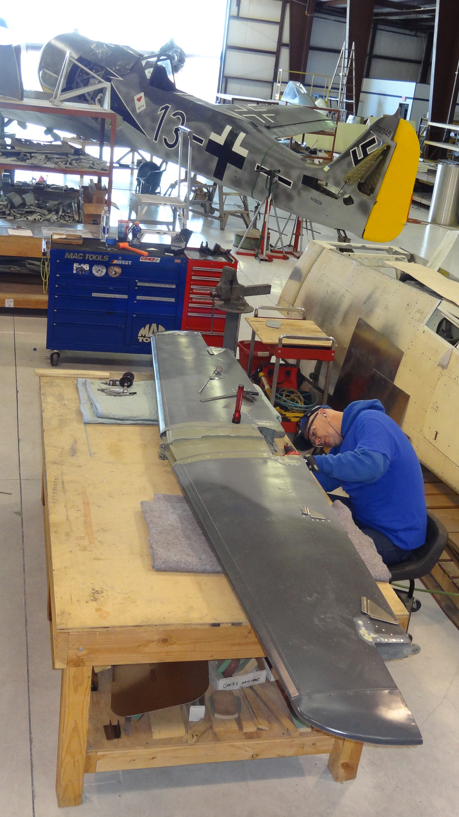 FW-190 First Flight At GossHawk Unlimited!!! 50 Installing doublers on the horizontal stabilizer. (photo via GossHawk Unlimited)