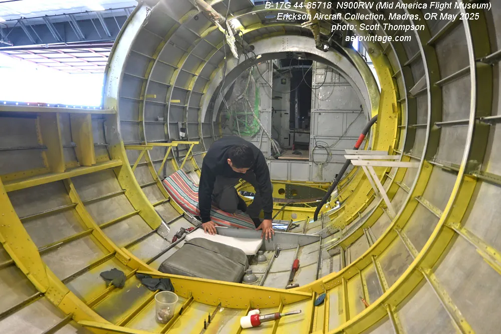 B-17 Restoration Progress Report From the Erickson Aircraft Collection 18 Interior view of the aft fuselage looking forward from the main entry door. Numerous lower frame sections longerons and belly skin have been replaced due to corrosion and damage