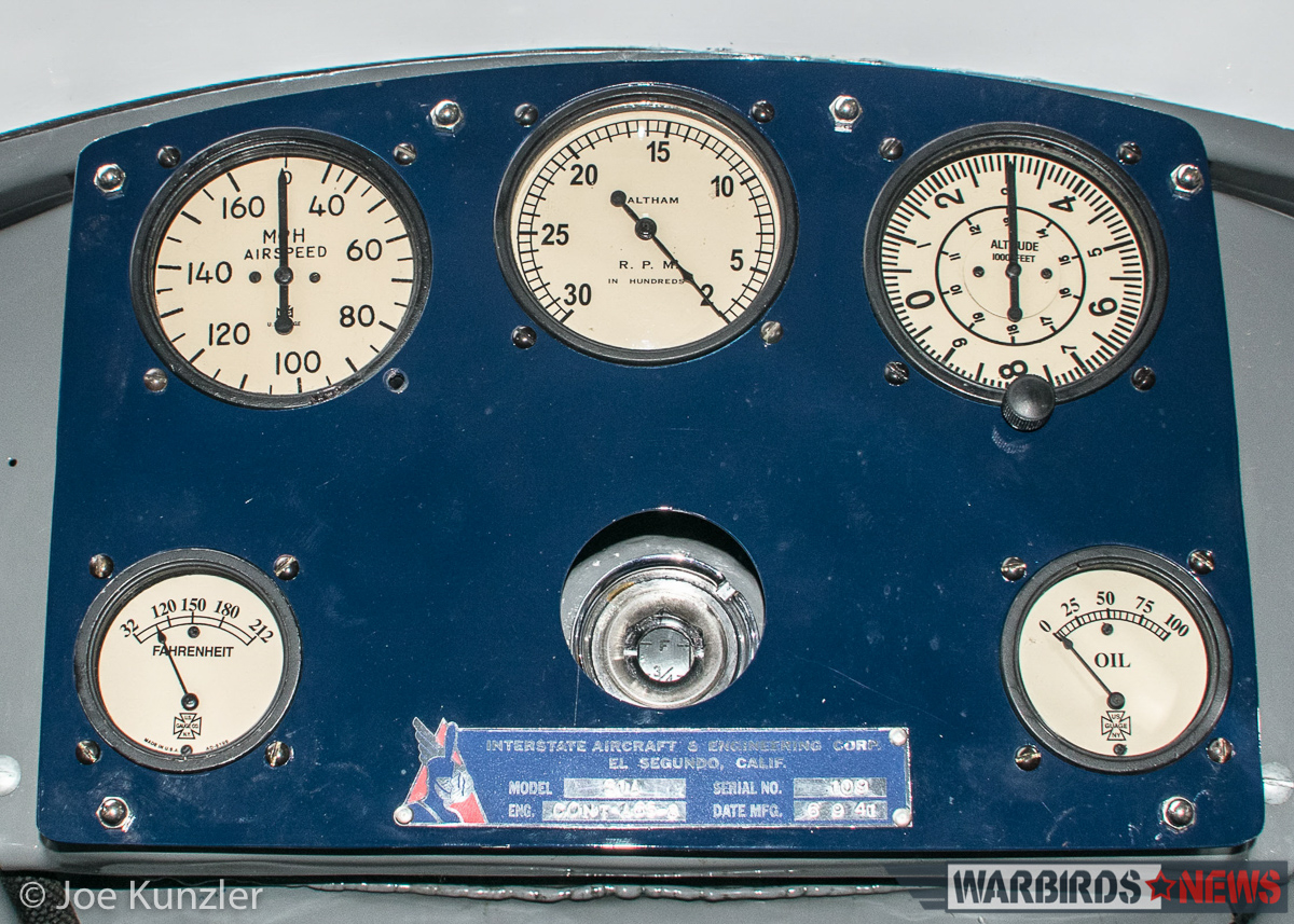 Heritage Flight Museum - July 2016 Fly Day Report 14 Interstate Cadet cockpit gauges. (photo by Joe Kunzler)