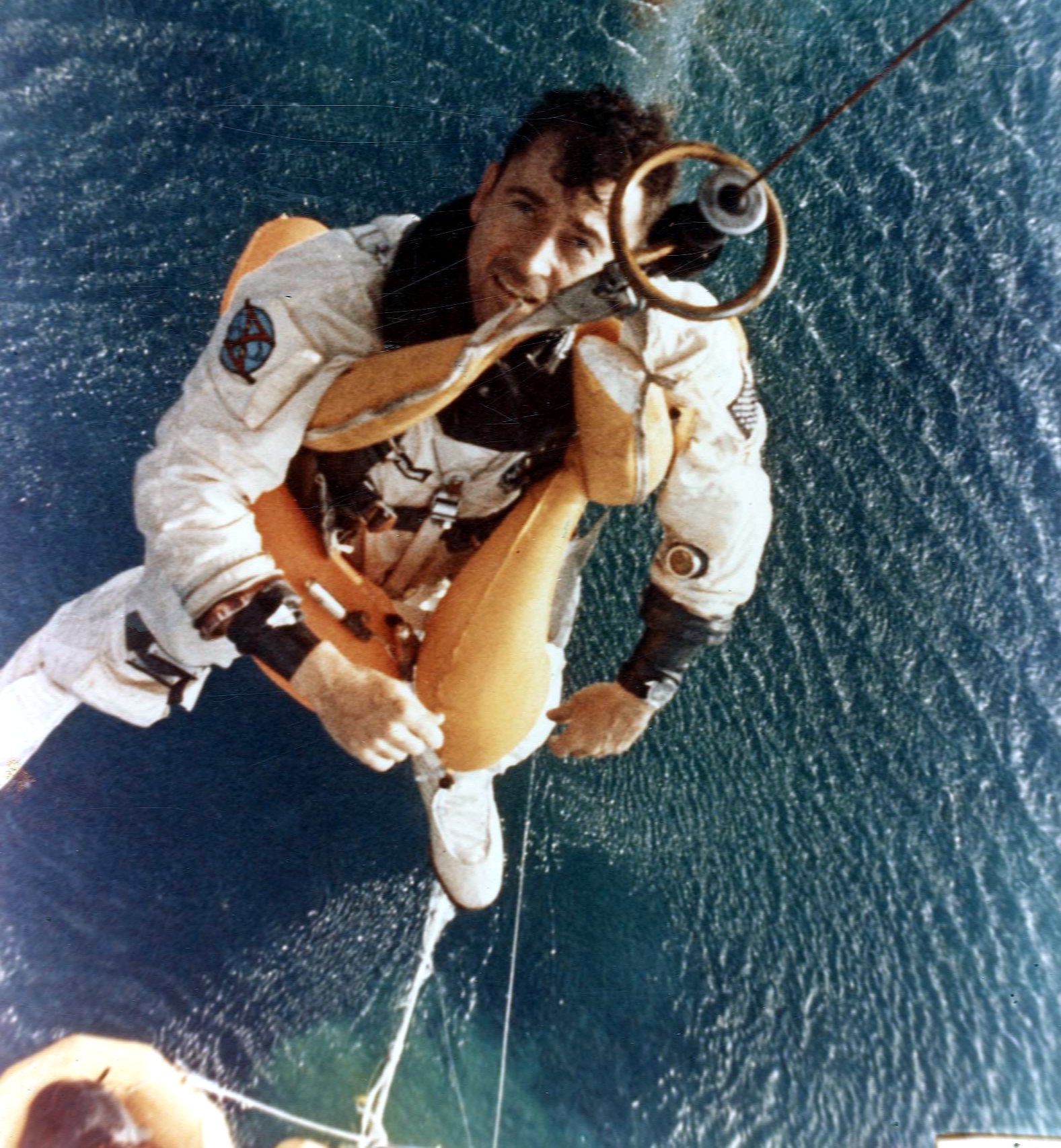 John Young - The Passing of a Legend 10 John Young is hiosted into helicopter after Gemini 10 flight 1966