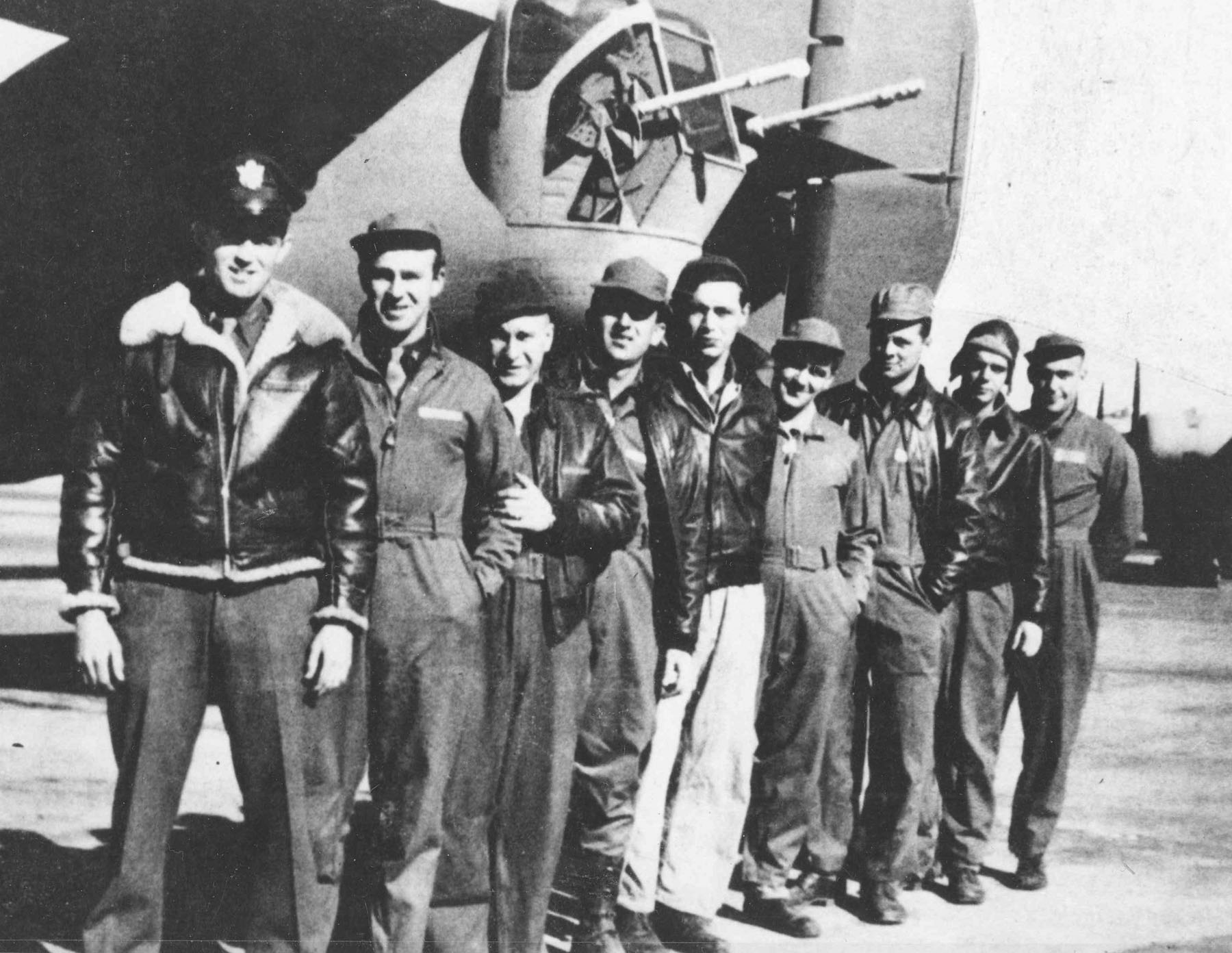 A VETERAN’S STORY: The Ghost Liberator — Lady Be Good 11 The ill-fated crew of the Lady Be Good, from the left: 1Lt. W.J. Hatton, pilot; 2Lt. R.F. Toner, copilot; 2Lt. D.P. Hays, navigator; 2Lt. J.S. Woravka, bombardier; TSgt. H.J. Ripslinger, engineer; TSgt. R.E. LaMotte, radio operator; SSgt. G.E. Shelly, gunner; SSgt. V.L. Moore, gunner; and SSgt. S.E. Adams, gunner. (U.S. Air Force photo)