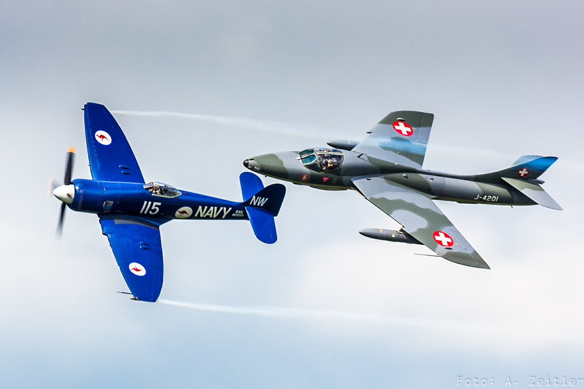 La Ferté-Alais 2015 - Air Show Report 24 A Hawker Sea Fury and Hunter combination.