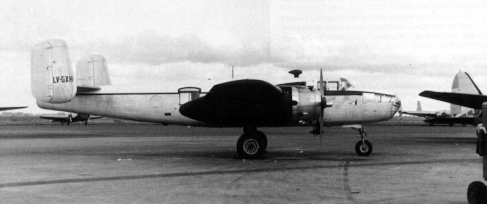 B-25 'Huaira Bajo' For Sale After Near-Full Restoration 10 LV GXH sitting on the ramp in service somewhere before the name was painted on it