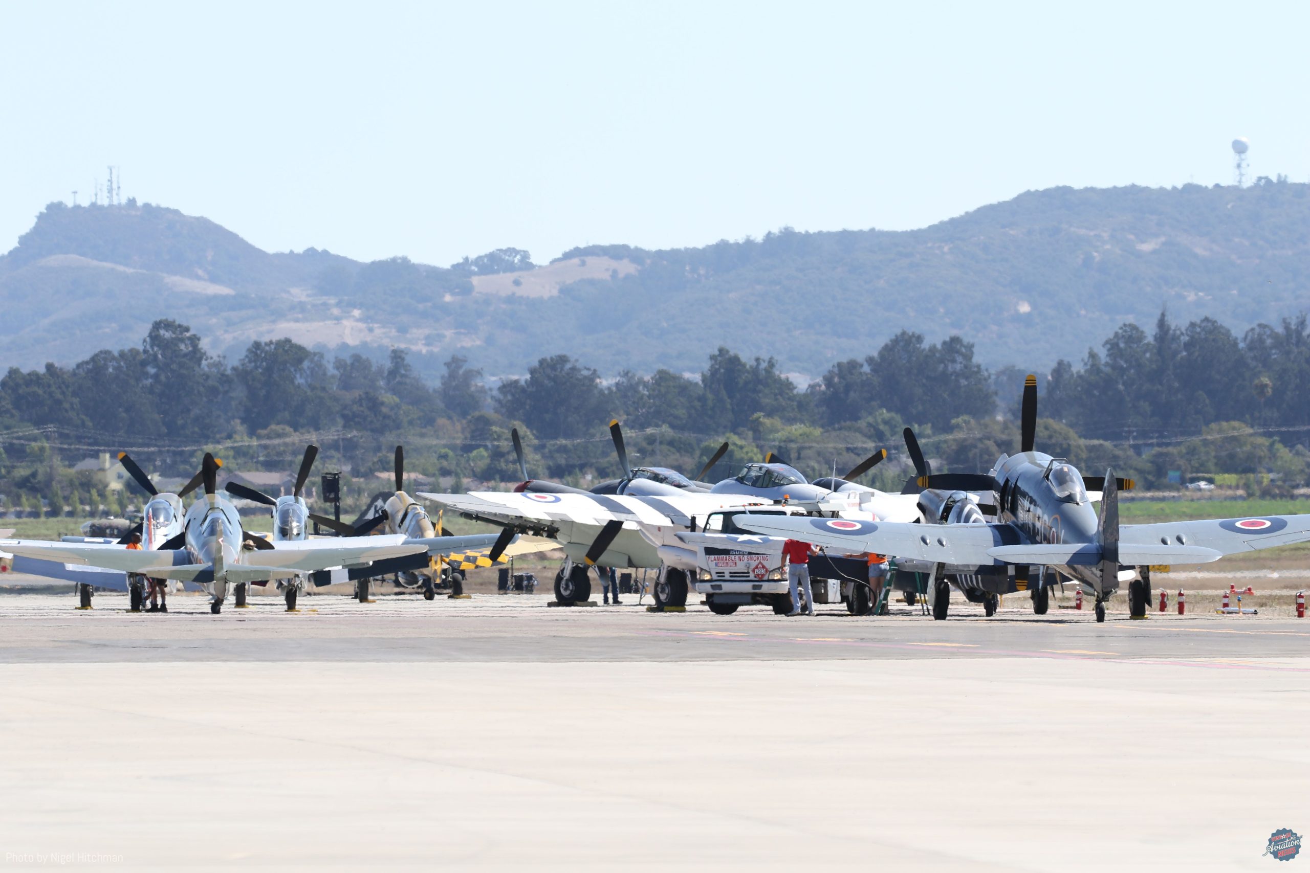 2024 Central Coast AirFest Review 44 Line up of warbirds getting ready for the European Theater flight demo scaled