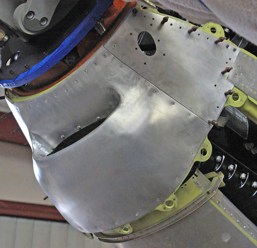 XP-82 Twin Mustang - December 2016 - Restoration Update 11 Lower carburetor air intake chin cowl. (photo via Tom Reilly)