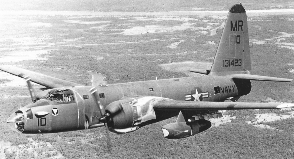 Today in Aviation History: First Flight of the Lockheed P-2 Neptune 13 Lockheed OP 2E Neptune of VO 67 in flight on a mission over Laos circa in 1967