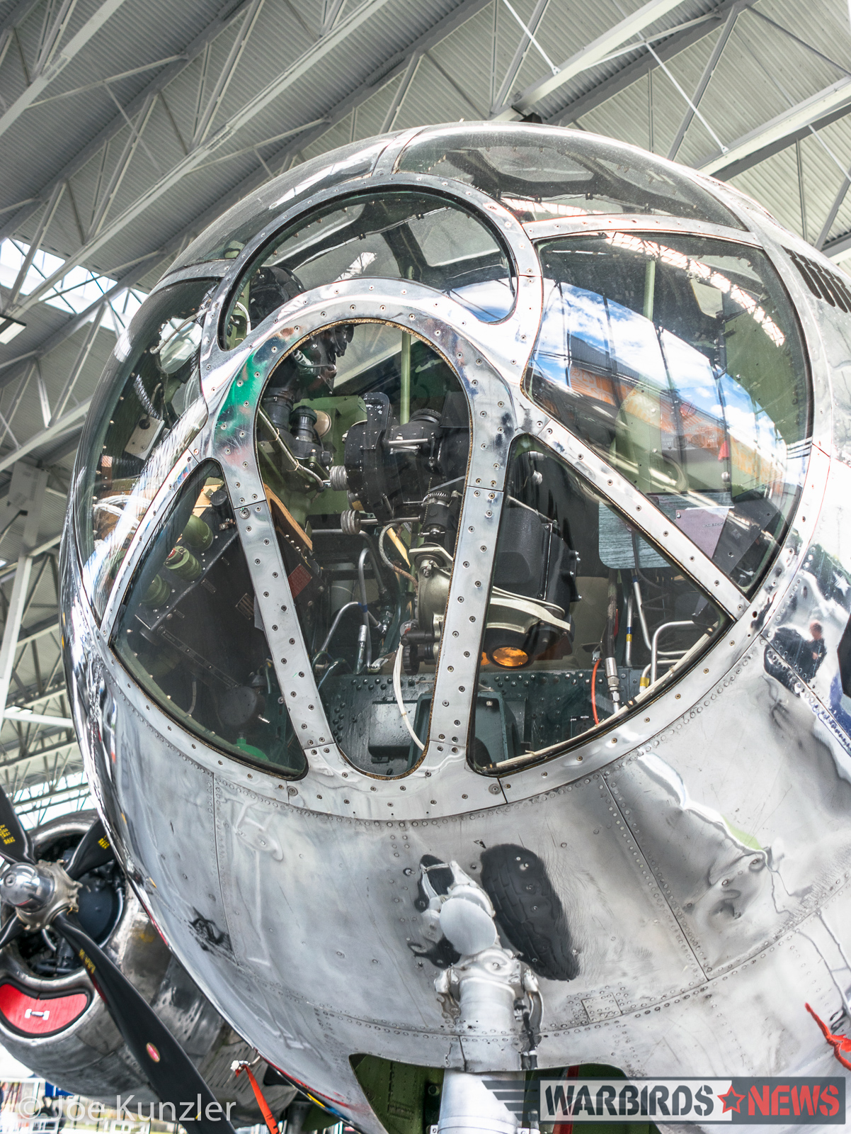 A Look Inside the Museum of Flight's New Aviation Pavilion 16 Looking Up the B-29 Nose. (photo by Joe Kunzler)