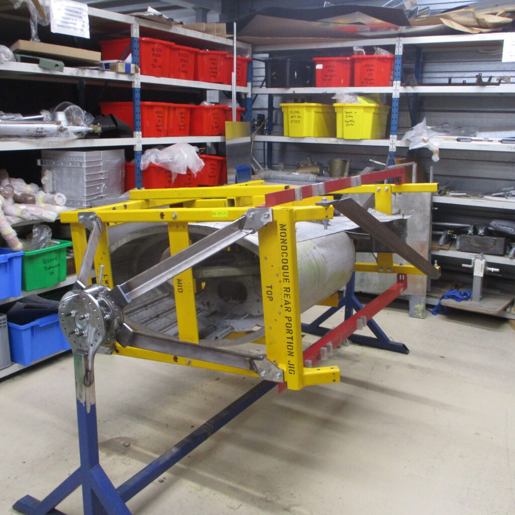 Hawker Typhoon Mk.Ib RB396 - Restoration Update - Winter 2025 11 Lower jig frame mounted on rotisserie