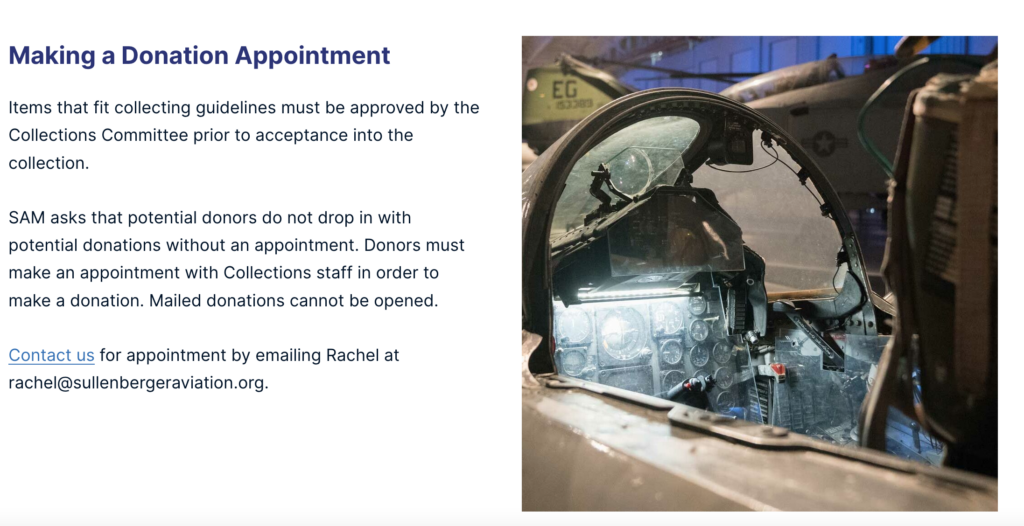 What Do I do With Grandpa's Stuff? Or, How to Donate to an Aviation Museum 10 Making a Donation Appointment