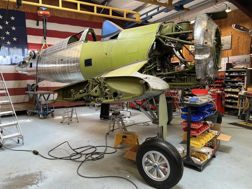 A Chat with Vultures Row Aviation Owner Chuck Wahl 21 March 27 2023 F4U 4 fuselage sections joined