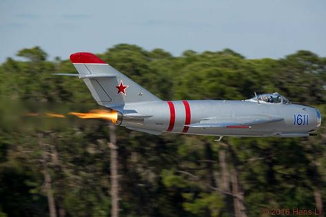 Take to the Skies AirFest in Durant, Oklahoma, Saturday April 16th 15 A low pass from the MiG-17 with burner lit! (photo via Take to the Skies AirFest)