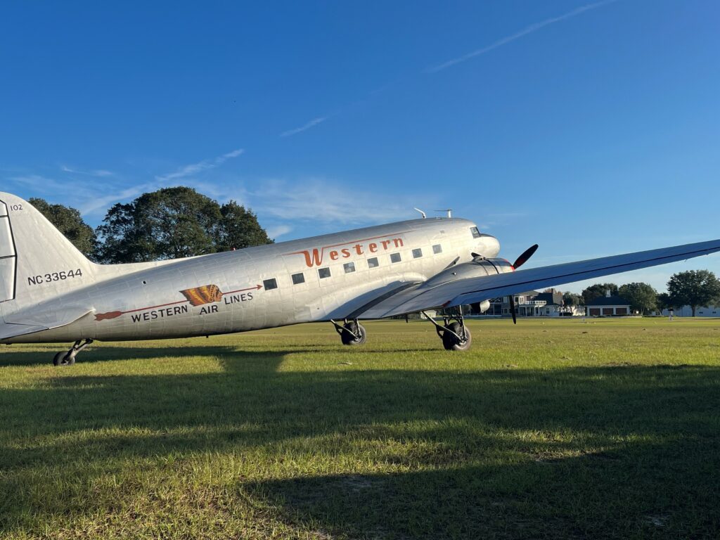 Tim Savage Adds Historic Western Airlines DC-3 to Collection 10 N33644 on the Grass