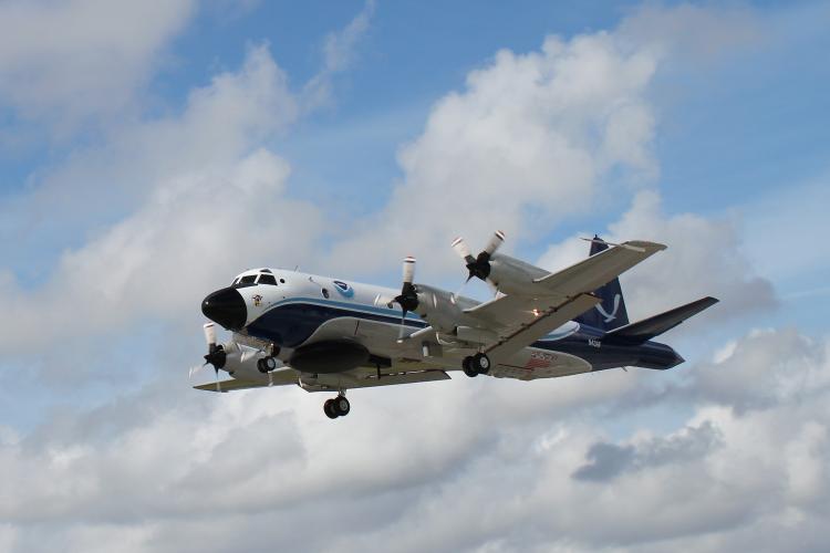 The History of The Hurricane Hunters 14 NOAA Lockheed WP 3D Orion N43RF taking off from Lakeland Linder International Airport Photo by Jonathan Shannon