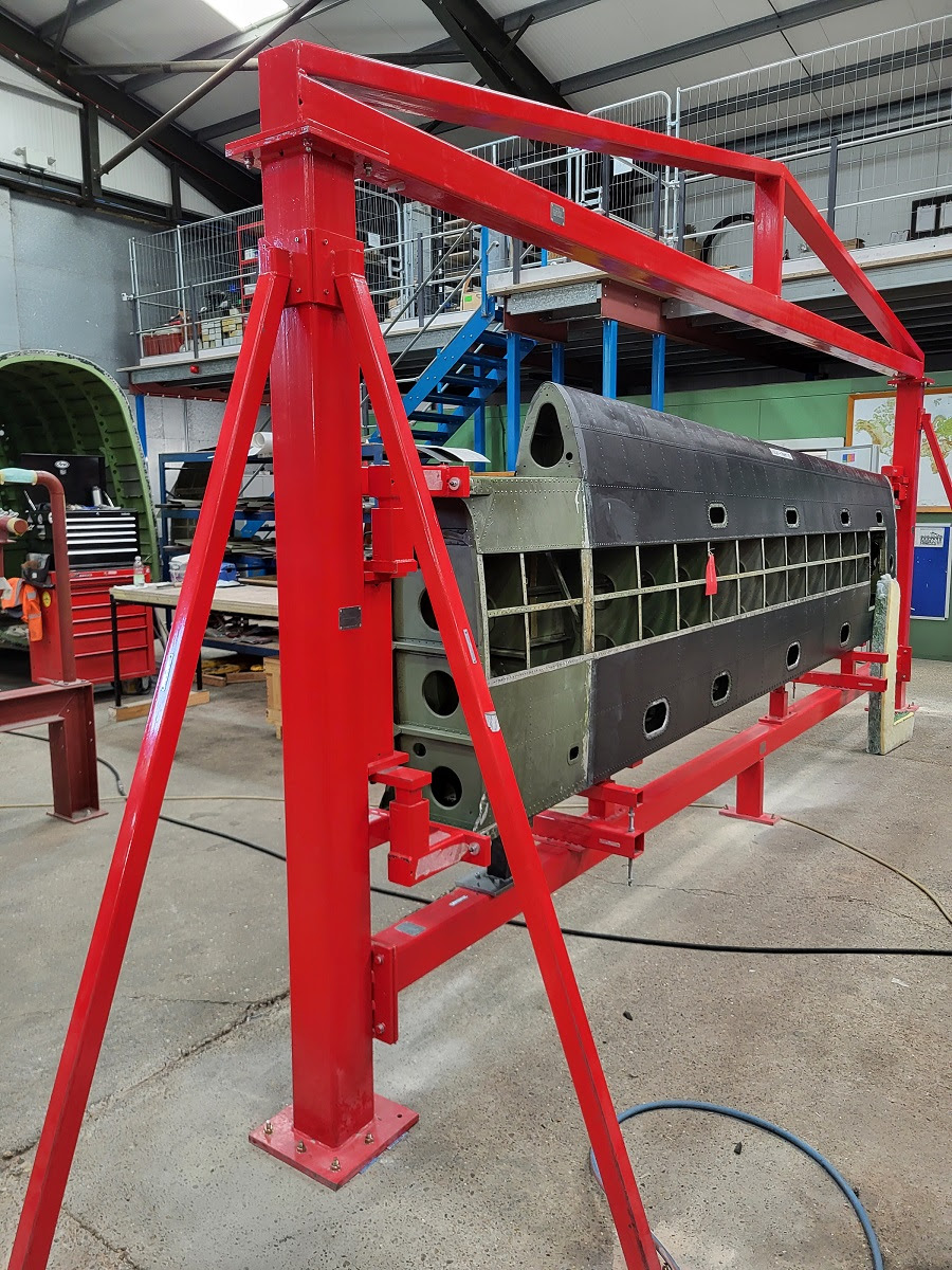 Avro Lancaster B.VII NX611 ‘Just Jane’ – Restoration Update 247 10 NX611s port and starboard tail planes mounted into the jigs ready for their restoration to begin