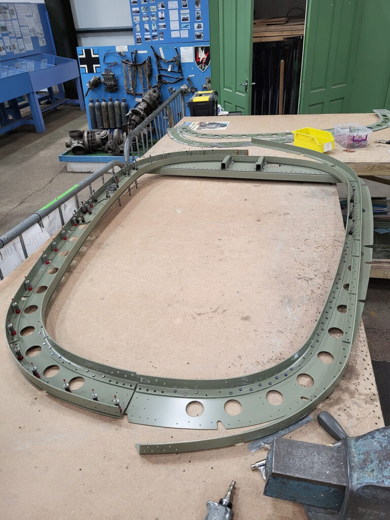 Lancaster NX611 ‘Just Jane’ – Restoration Update 221 11 NX611s rear fuselage former 38 back from paint and part way through riveting