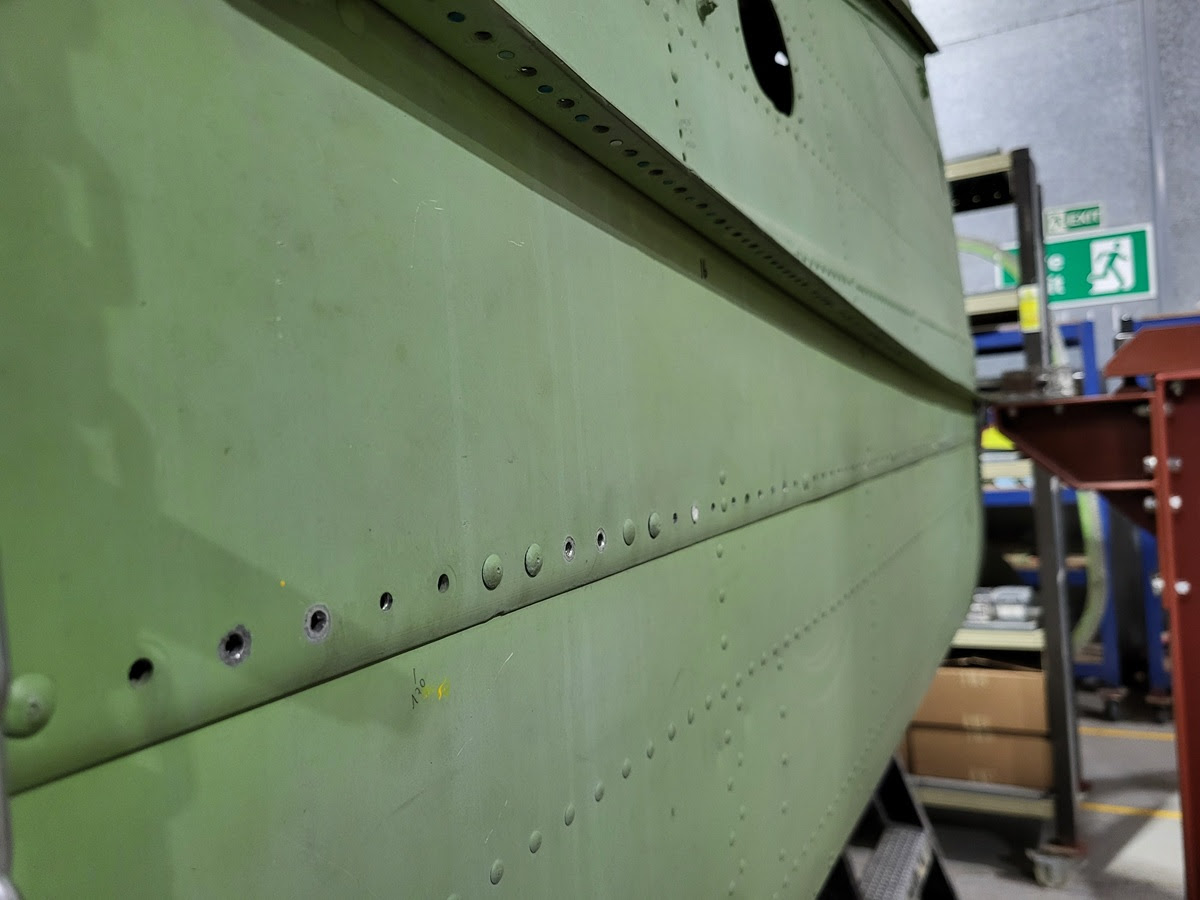 Avro Lancaster B.VII NX611 ‘Just Jane’ – Restoration Update 253 12 NX664 rear mid fuselage missing rivets from the main longeron