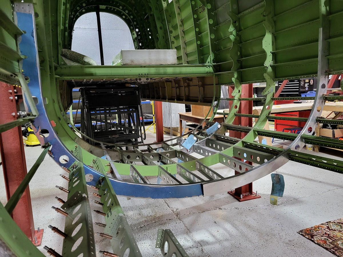 Avro Lancaster B.VII NX611 ‘Just Jane’ – Restoration Update 249 13 New former sections are being installed to repair the damaged lower portions of NX664s rear mid fuselage formers