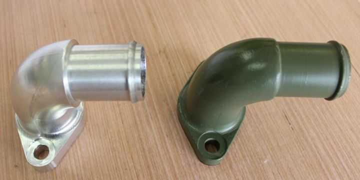 XP-82 Twin Mustang - September 2015 - Restoration Update 20 Newly machined radiator coolant neck identical to the original cast one. (photo via Tom Reilly)