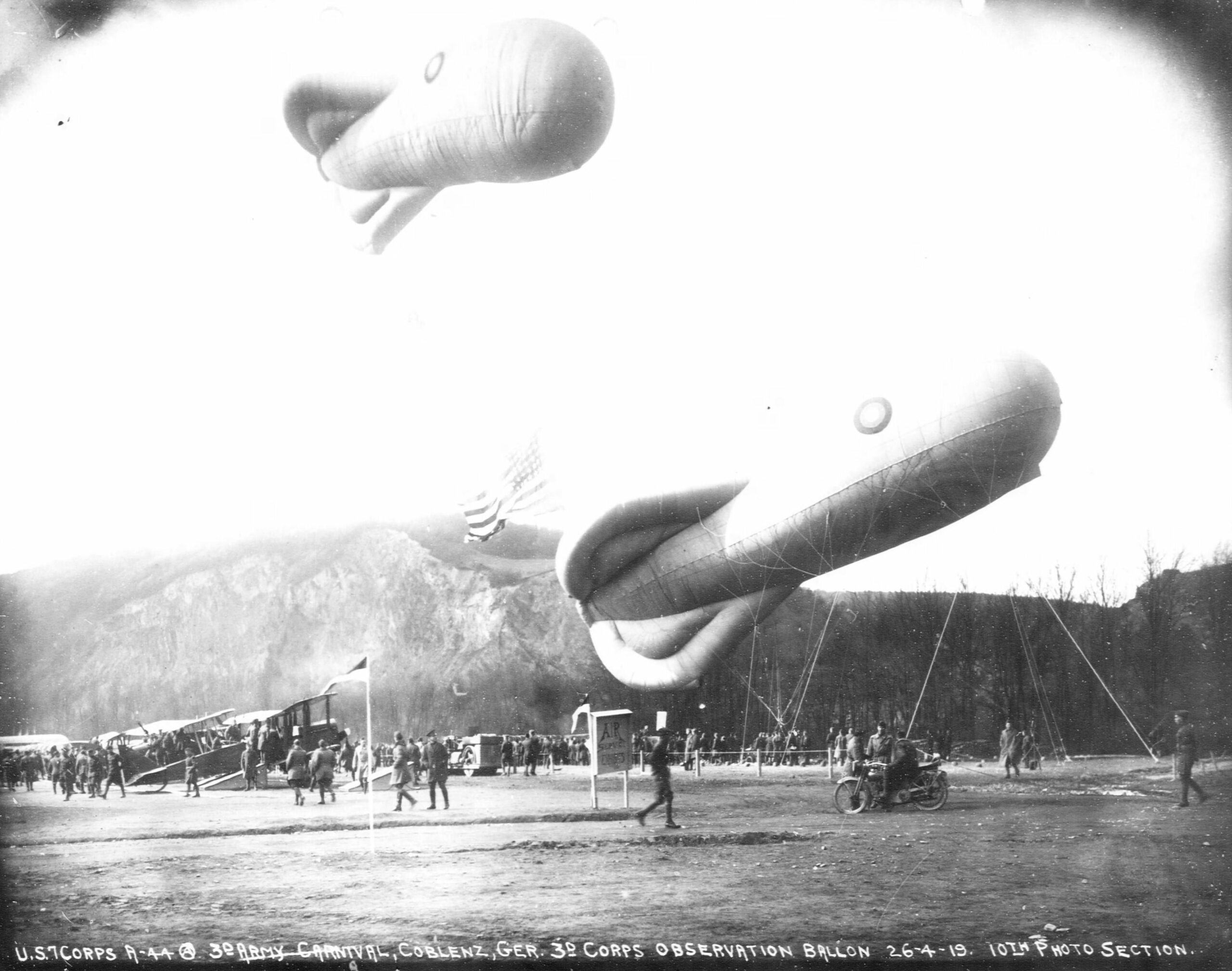National Museum of the U.S. Air Force - Updates in the Early Years Gallery 42 Observation Balloon demonstration Coblenz Air Show April 1919 scaled