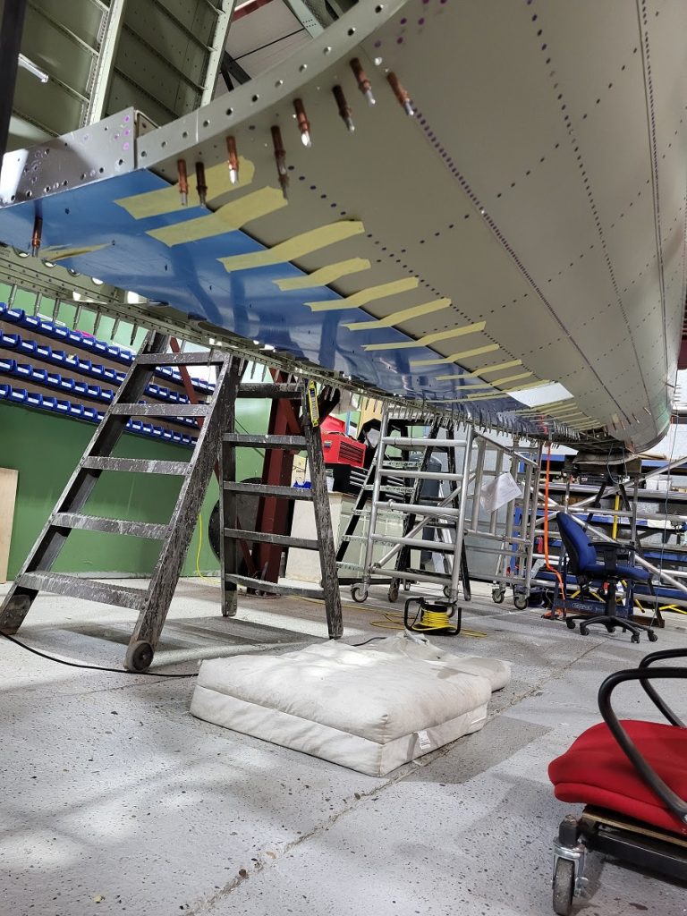 Avro Lancaster B.VII NX611 ‘Just Jane’ – Restoration Update 245 14 One of the two lowest central skins ready to be drilled