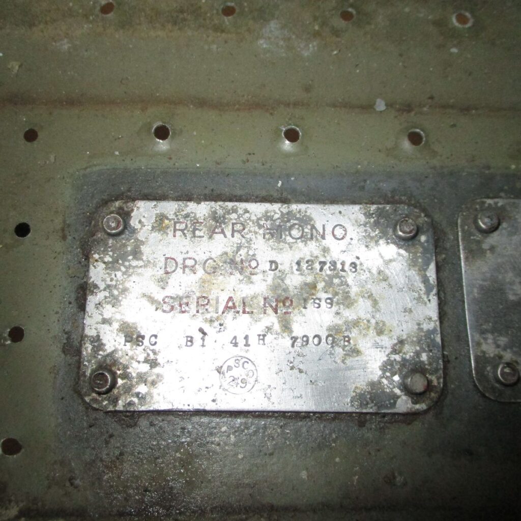 Hawker Typhoon Mk.Ib RB396 - Restoration Update - Winter 2025 16 Original tail unit Data Plate