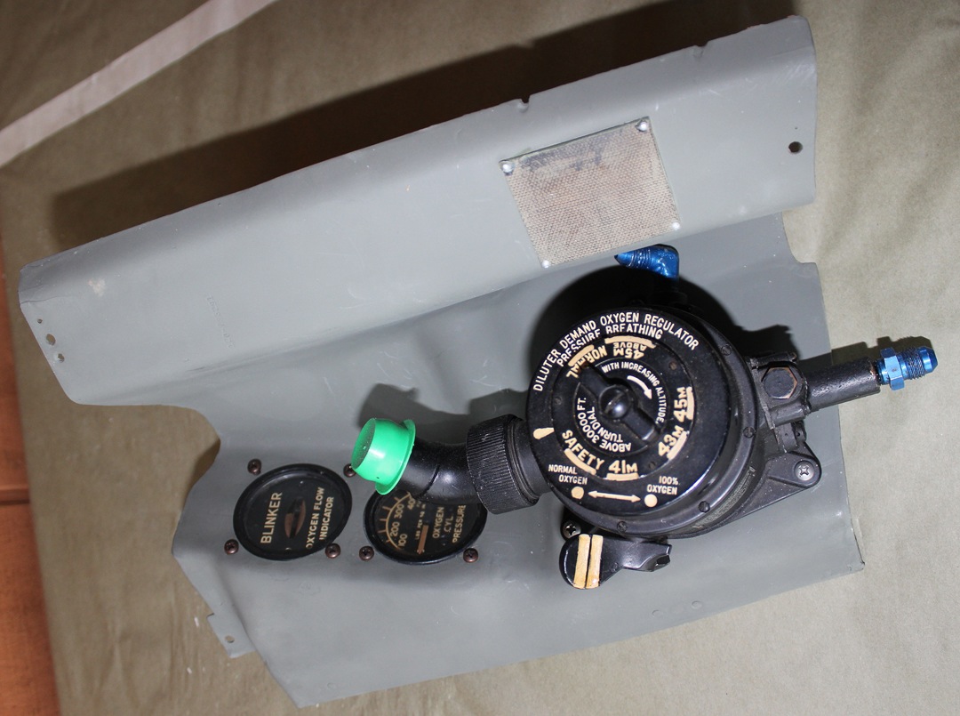 XP-82 Twin Mustang - January 2017 - Restoration Update 17 The second mounting panel which contains the oxygen quantity gauge, flow blinker and diluter valve mechanism. (photo via Tom Reilly)