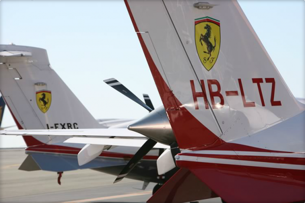 Ferrari Is The World’s Most Powerful Brand. 10 Two P-180 Avanti II of Scuderia Ferrari. ( Image Piaggio Aero)