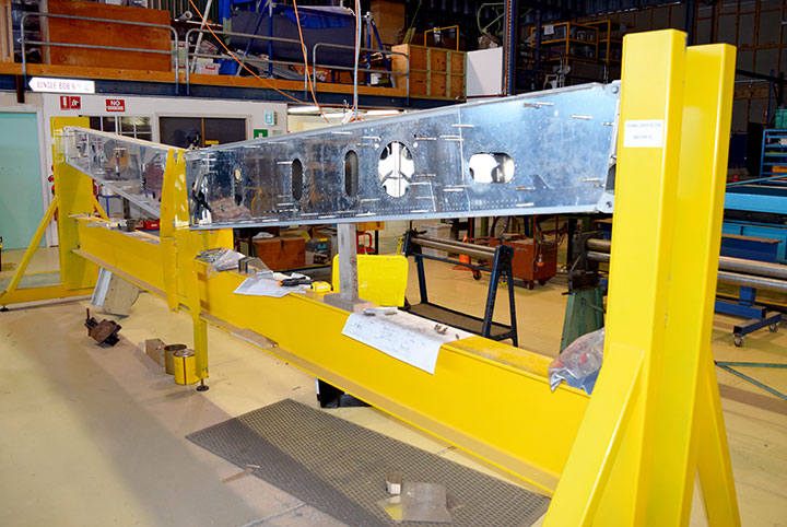 Lightning Progress Downunder - P-38 Restoration Report - January, 2018 12 P 38 Lightning main spar in purpose built jig nearing completion July 2017