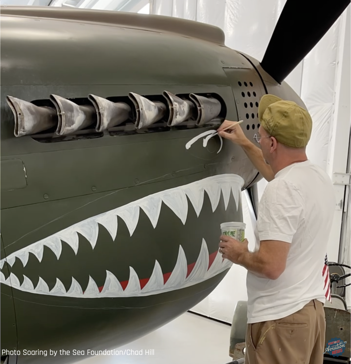 Soaring by the Sea Foundation Repaints P-40 Warhawk in Honor of Pappy Boyington 21 P 40N 1 Warhawk serial number 42 104730 Chad Painting 1