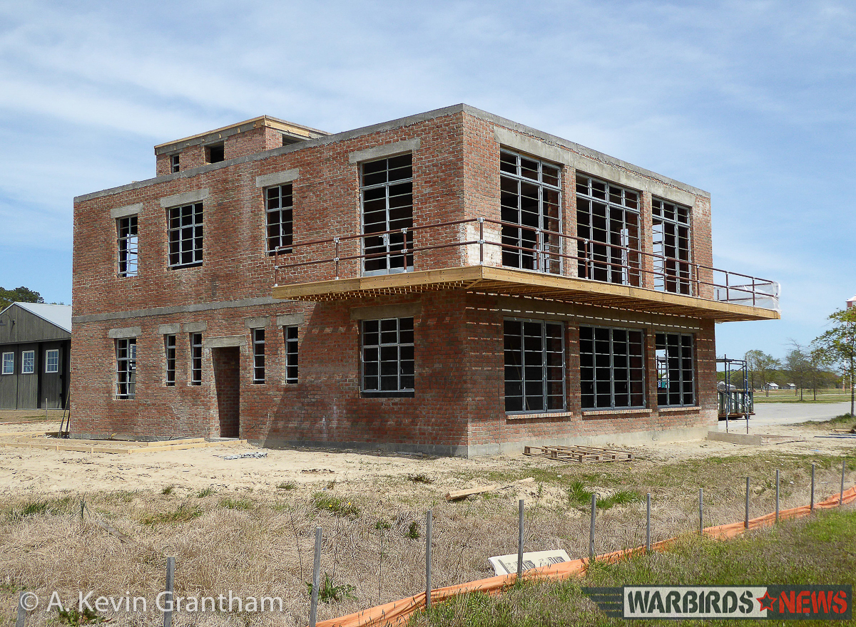 New Attractions for Warbirds Over the Beach 2016! 12 The newly assembled, original-styled WWII air control tower is nearly finished at the Military Aviation Museum. It was constructed using many of the original bricks and fittings from the control tower at the former RAF Goxhill in the UK. American forces used this station during the Second World War. (photo by A.Kevin Grantham)