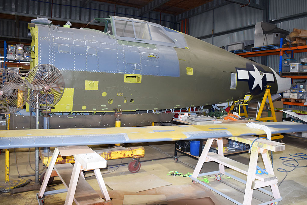 P-47 Thunderbolt Restorations Progress in Australia, Including Proposed Two-Seat Conversion 12 P47 D 42 8066 in the workshop at Albion Park undergoing restoration for Pima Air Space Museum