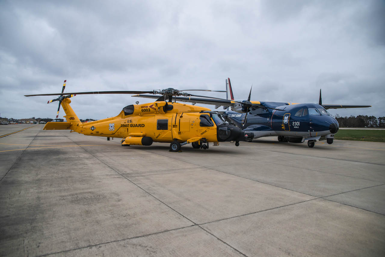 Historic Paint Schemes for Coast Guard Aircraft 11 PPG military topcoats and primers have been used to paint rotary- and fixed-wing aircraft commemorating U.S. Coast Guard aviation’s centennial in 2016. Six MH-60 JAYHAWK™ helicopters have been repainted in 1950s-era yellow, and a dark blue and silver metallic livery flown from 1934 to 1943 has been recreated on two HC-144 Ocean Sentry aircraft. (Credit U.S. Coast Guard)