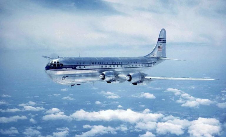 Today in Aviation History: First Flight of the Aero Spacelines Pregnant Guppy 14 Pan Am Boeing 377 Stratocruiser 768x466 1