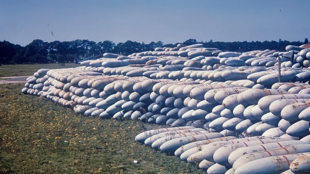 Necessity Is The Mother of Invention: Paper Drop Tanks of WWII 10 Paper drop tanks stockpiled for use by the 359th Fighter Group RAF East Wretham 1944