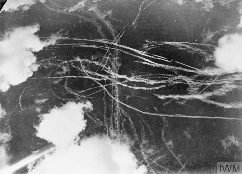 Victory in the Air: 85th Anniversary of The Battle of Britain 26 Patterns of condensation trails left by British and German aircraft after a dogfight 18 September 1940
