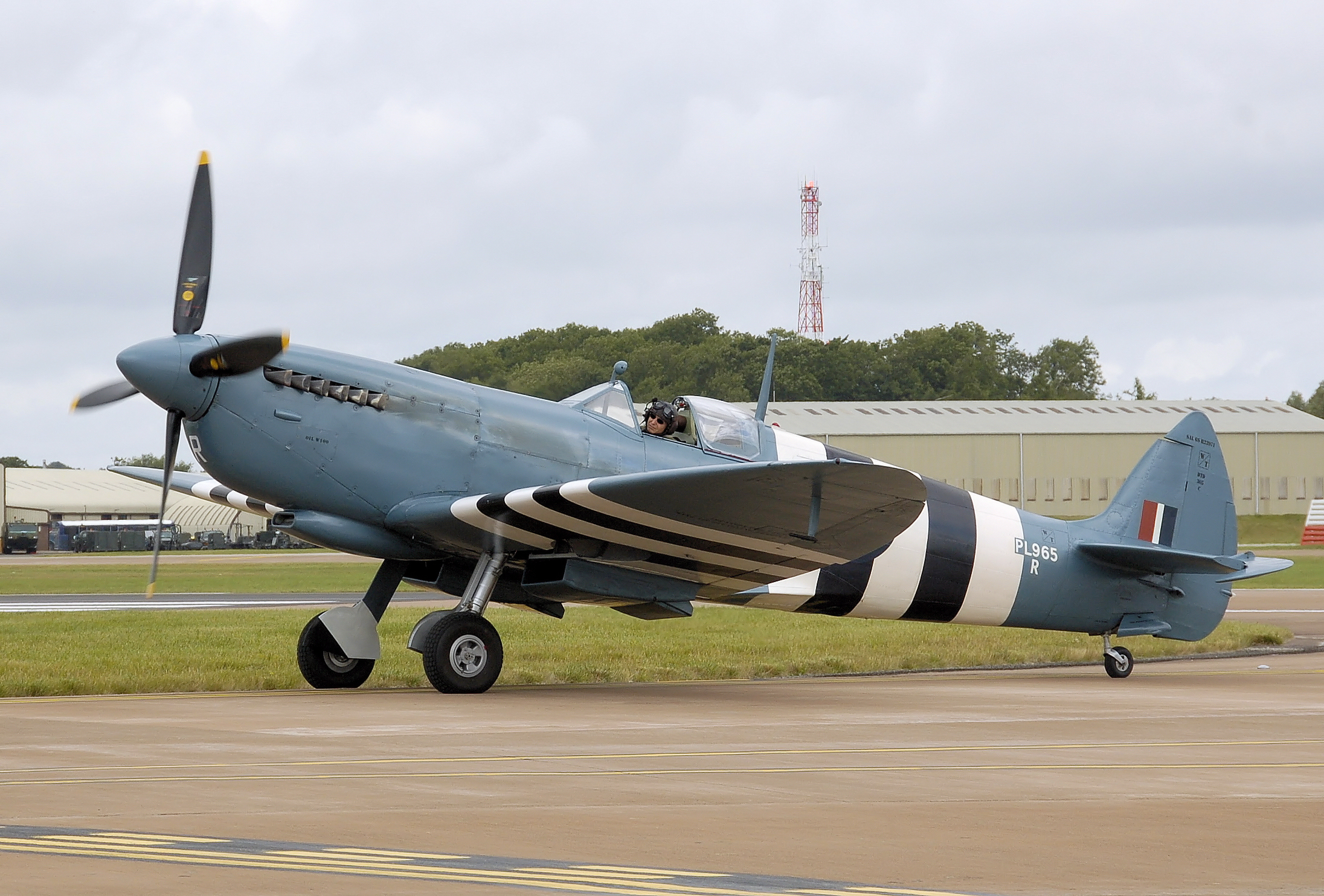 "V for Victory, not Vengeance": The RAF's Defense of London 80 Years Later 17 Photographic reconnaissance Spitfire PR Mk XI wearing 1944 invasion stripes. wikimedia