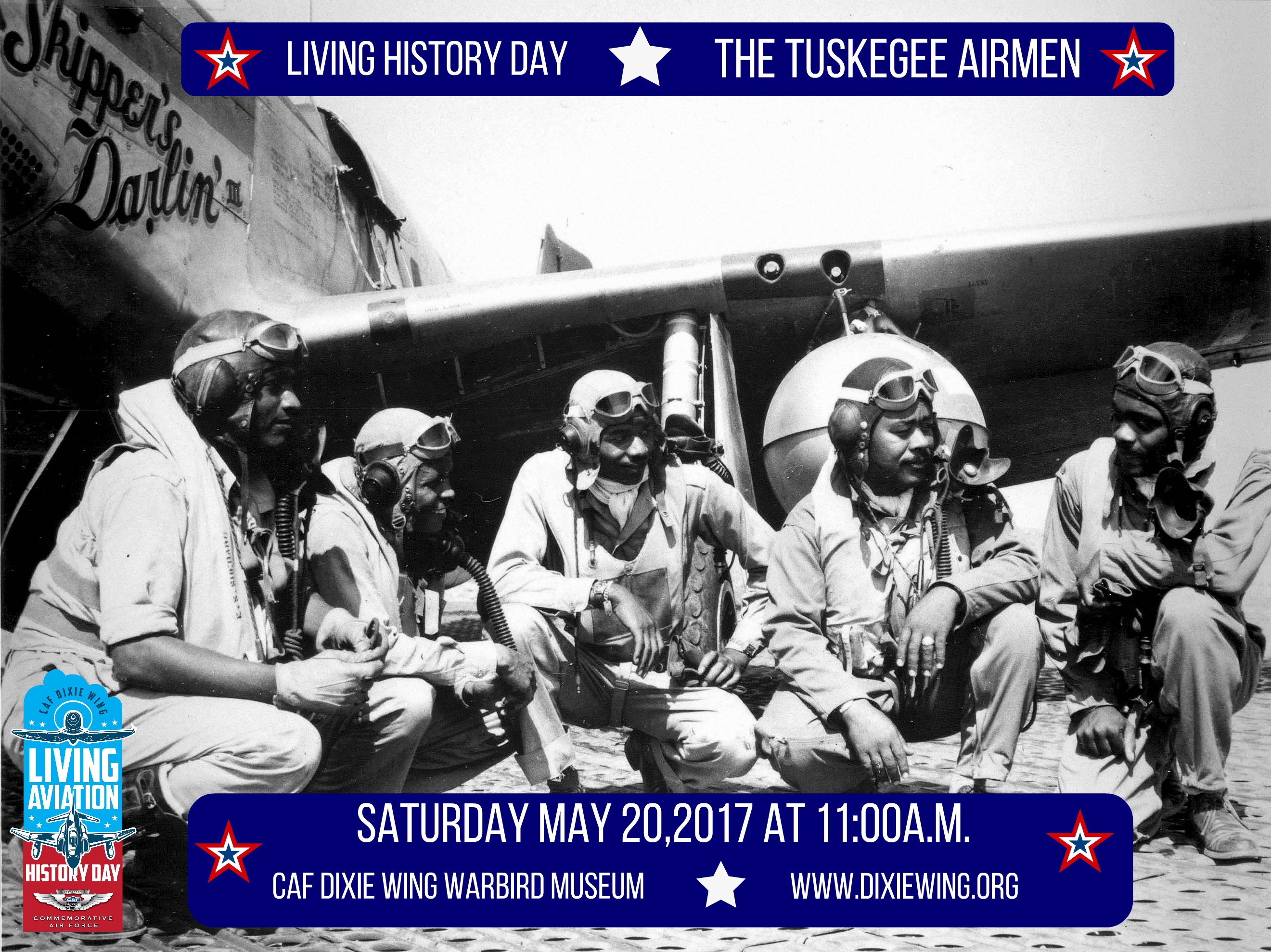 Tuskegee Airmen Story Coming to May 20 Living Aviation History Day 11 Pilots of the 332nd Fighter Group, "Tuskegee Airmen," the elite, all-African American 332nd Fighter Group at Ramitelli, Italy., from left to right, Lt. Dempsey W. Morgran, Lt. Carroll S. Woods, Lt. Robert H. Nelron, Jr., Capt. Andrew D. Turner, and Lt. Clarence P. Lester. (U.S. Air Force photo)
