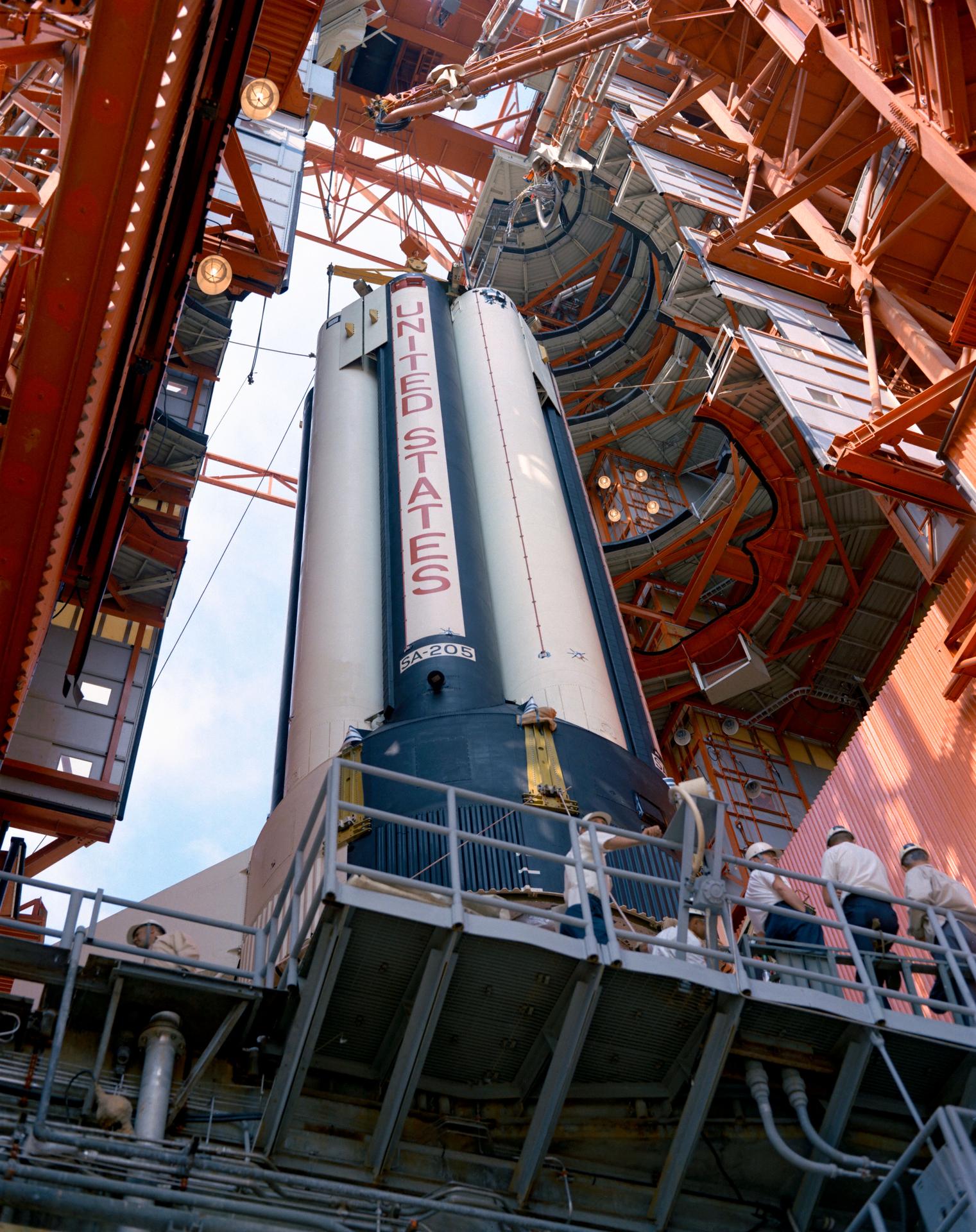 Today in Aviation History: Apollo 7 Launches NASA’s First Crewed Apollo Mission 14 Prelaunch – Apollo VII Erection of First Stage – KSC