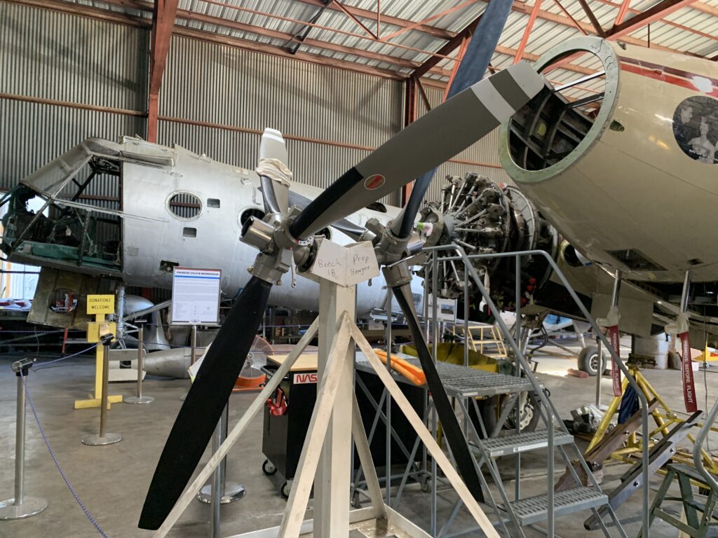Restoring Jackie Cochran's Twin Beech 10 Propellers removed in preparation for engines to also be removed