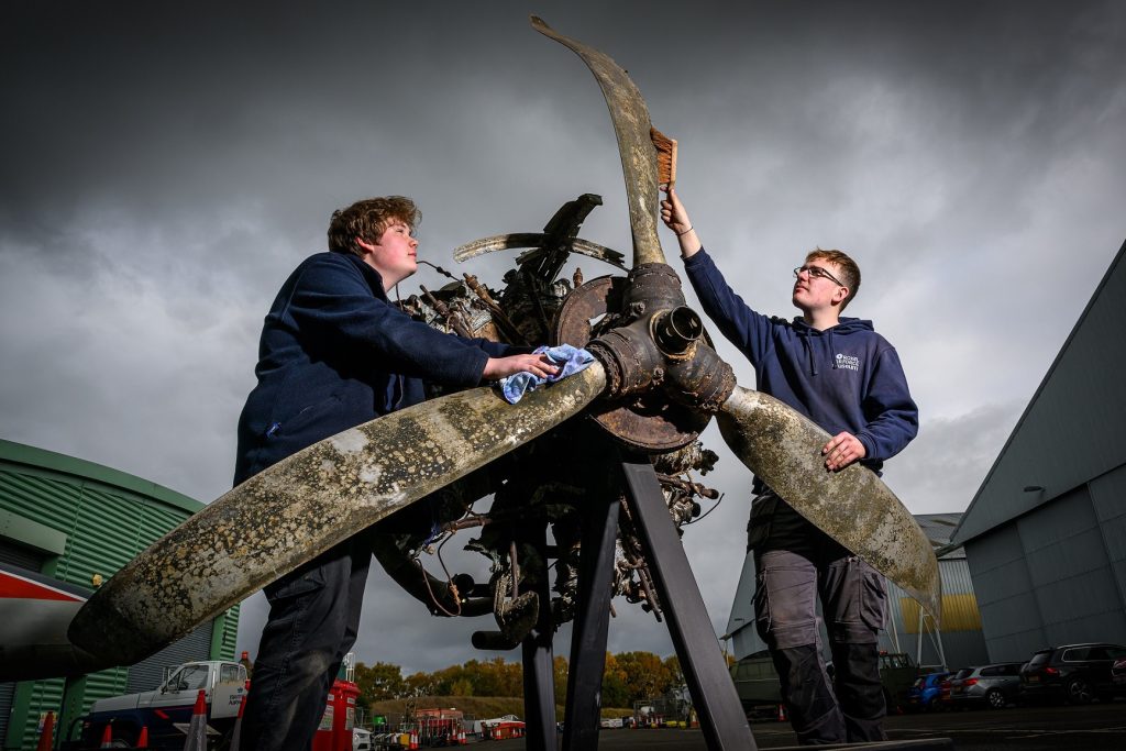 RAF Museum Announced Transfer of Historic Aircraft from National Collection 10 RAF Museum Apprentices with Dornier Do 17 engine and propeller 2