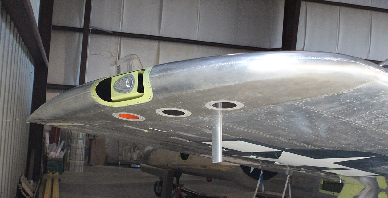 XP-82 Twin Mustang - October, 2017 - Restoration Update 15 Right-hand wing with position and recognition lights installed. (photo via Tom Reilly)