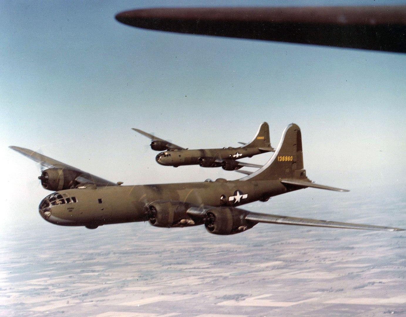 Today in Aviation History: USAF Begins to Retire the B-29 Superfortress 10 Rare color photograph of olive drab painted B 29 superfortress