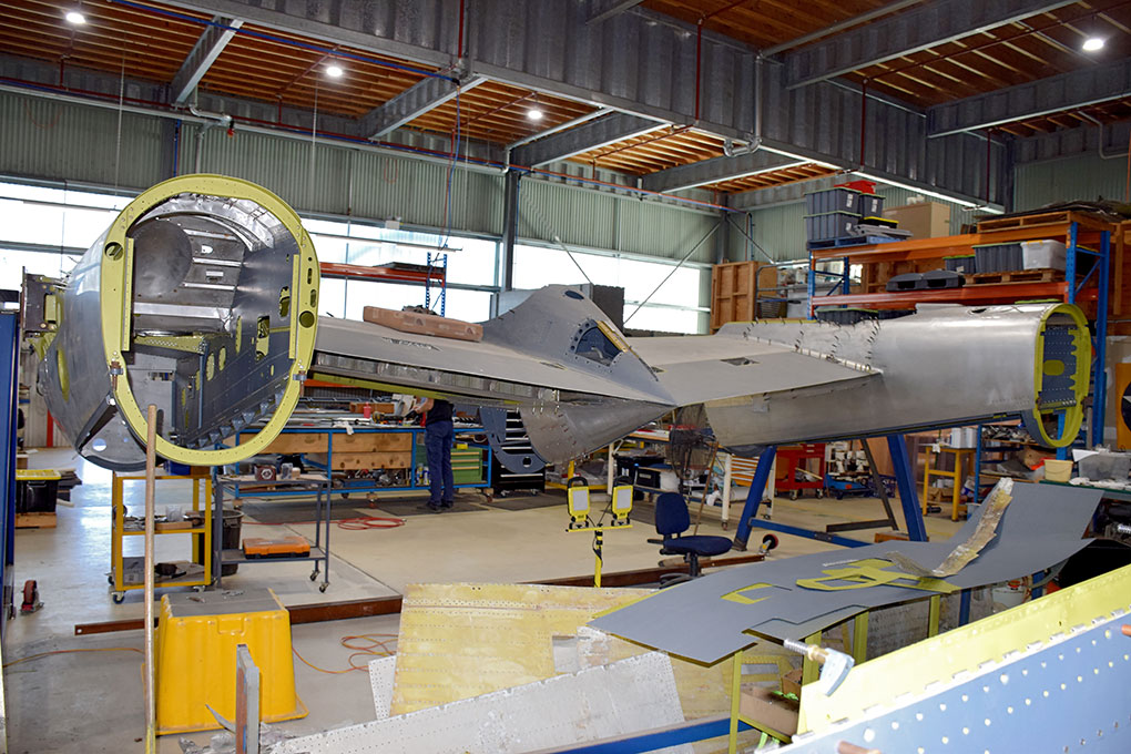 Australia’s P-38 Lightning Restorations: Inside a World-Class Workshop 11 Rear view of P 38 Lightning centre section nearing end of restoration