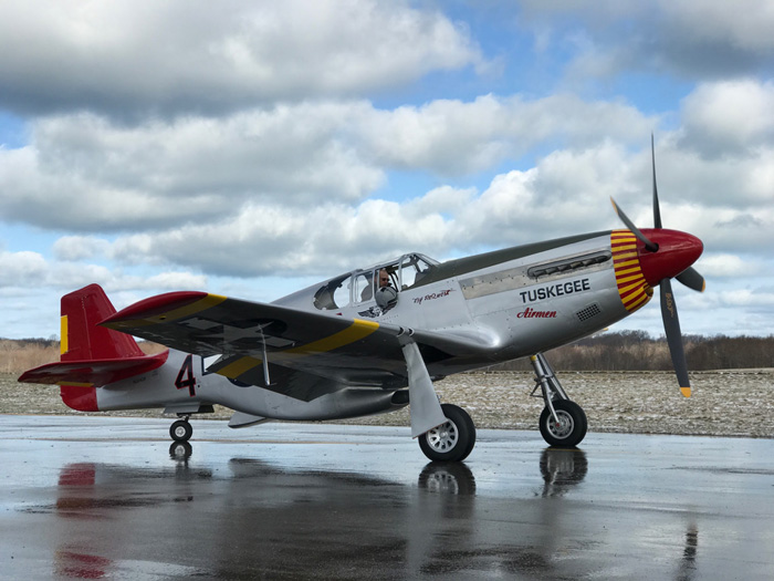 Texas Flying Legends P-51C Restoration Report 11 The CAF's P-51C Mustang known as 'Red Tail' shortly before her first flight following restoration at AirCorps Aviation in December, 2016. (photo by Adam Glowaski via AirCorps Aviation)