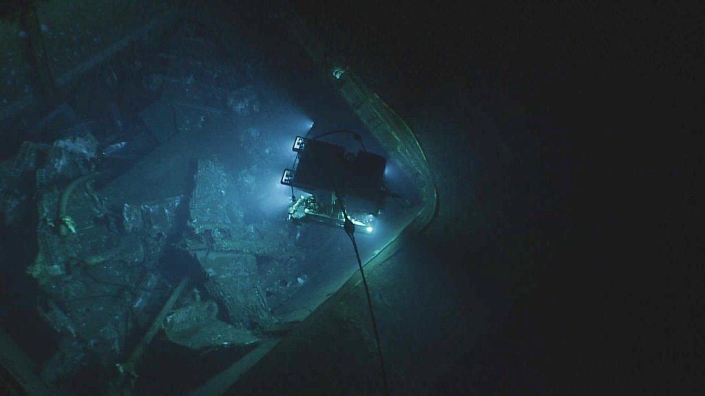 USS Yorktown Rediscovered: 2025 Dives Reveal New Clues from the Battle of Midway 17 Remotely operated vehicle Deep Discoverer is used to survey a damaged Douglas SBD Dauntless