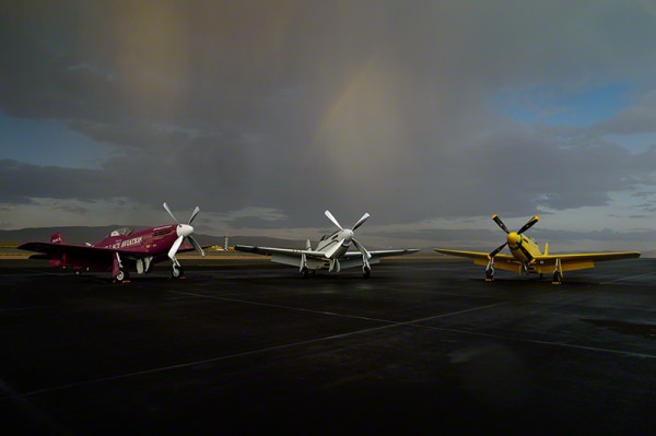 Reno Air Races: Day Four 14 Picture-perfect post-thunderstorm reunion of John Bagley’s Ol Yeller, John D’Alessandris #15 and Clay Lacey’s Ms Van Nuys, which all raced at the inaugural Reno Air Races, 50 years ago. (Image Credit: Moose Peterson)